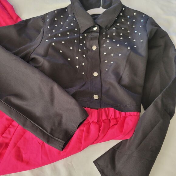 Weissman Hip Hop Dance Costume "Speed Drive" Style 16714 Hot Pink & Black Jacket - Picture 2 of 9